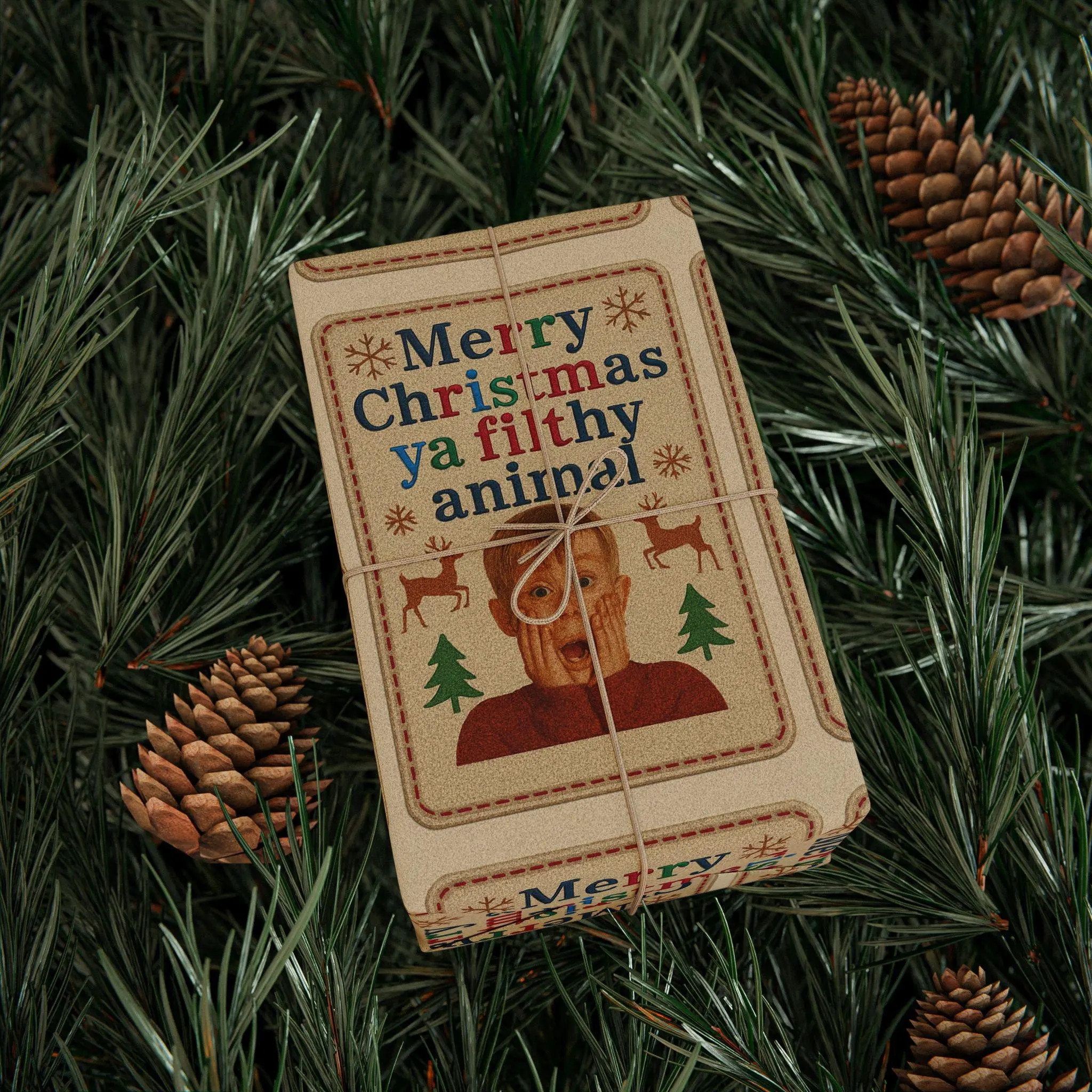 Home Alone Stitch Patch Wrapping Paper, Christmas Wrapping Paper for Holidays, Kevin Gift Wrap for Xmas, Holiday Movie Gift Wrap