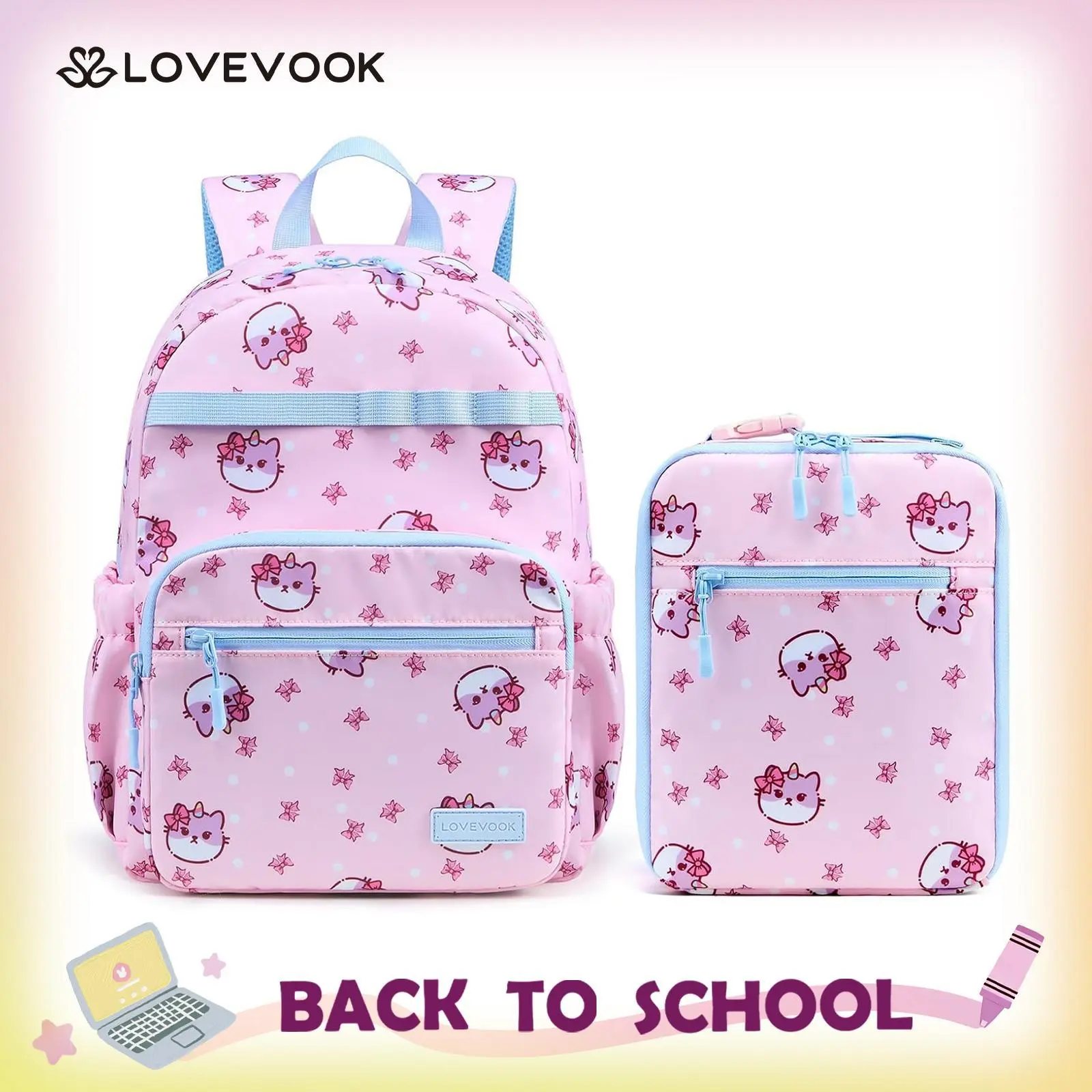 LOVEVOOK Cute Kids Backpack for 4-7 Years Old, Lightweight Waterproof, Toddler Backpack, Preschool Kindergarten School Bag for Boys Girls with Adjustable Straps