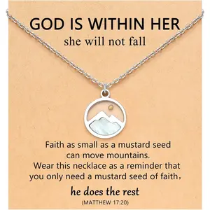 Silver/Gold Mustard Seed Faith Necklace for Women, Move Mountains Christian Inspirational Gifts