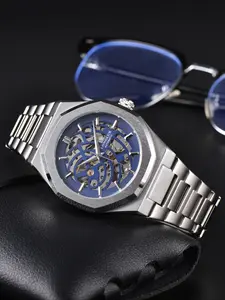 Men's Automatic Mechanical Watch, Hollow Stainless Steel Luminous Waterproof Business Traditional Style, Gift Choice for All Seasons, Skeleton Watches