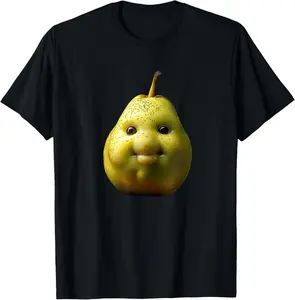 100% Cotton Niche AI Fruit Pear Gen-Z Funny Meme T-Shirt