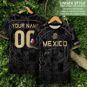 Custom Name Mexico Soccer AOP Tshirt, Personalized Mexican Aztec Jersey, Customized Mexico Soccer Shirts For Men, Unisex Shirt