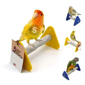 Sweet Feet and Beak Portable Bird Perches for Parrots Stand – Training and Weaning Parakeet Cage Perches – Textured Budgie Cage Accessories for Nail & Beak Health – Durable & Easy to Clean