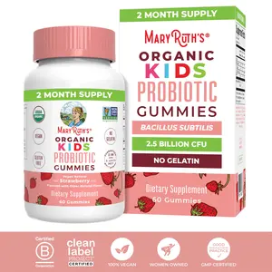 MaryRuth's Organic Kids Probiotic Gummies - 2.5 Billion CFU Bacillus Subtilis - 60 Strawberry Flavor Gummies - 2 Month Supply - USDA Organic, Vegan, Gluten-Free, No Gelatin - Immune Support & Digestive Health - Healthcare