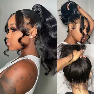360 Full Lace Frontal Wig Body Wave Human Hair HD Transparent Lace Front Wigs Brazilian Remy Hair For Women Natural Black