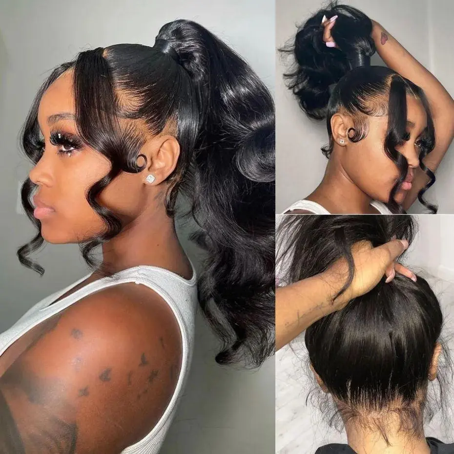 360 Full Lace Frontal Wig Body Wave Human Hair HD Transparent Lace Front Wigs Brazilian Remy Hair For Women Natural Black