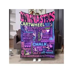 Gymnastics-Themed Flannel Blanket - Soft Polyester, Colorful Gymnastics & Cartwheel Design, Perfect For Bed, Sofa, Or Chair Decor, All-Season Comfort, Gymnastics Room Decor | Cartwheel Design | Polyester Fabric, Gymnastics-30*40in