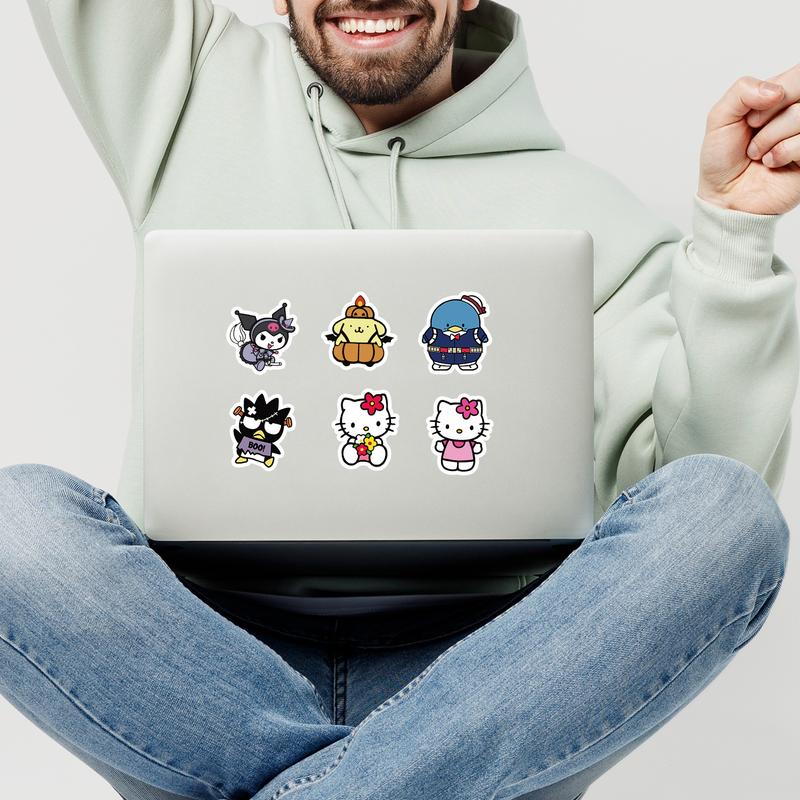 Sanrio Hello Kitty Stickers - 50pcs Assorted Designs Featuring Classic & Adorable Characters Perfect for Scrapbooking & Crafting