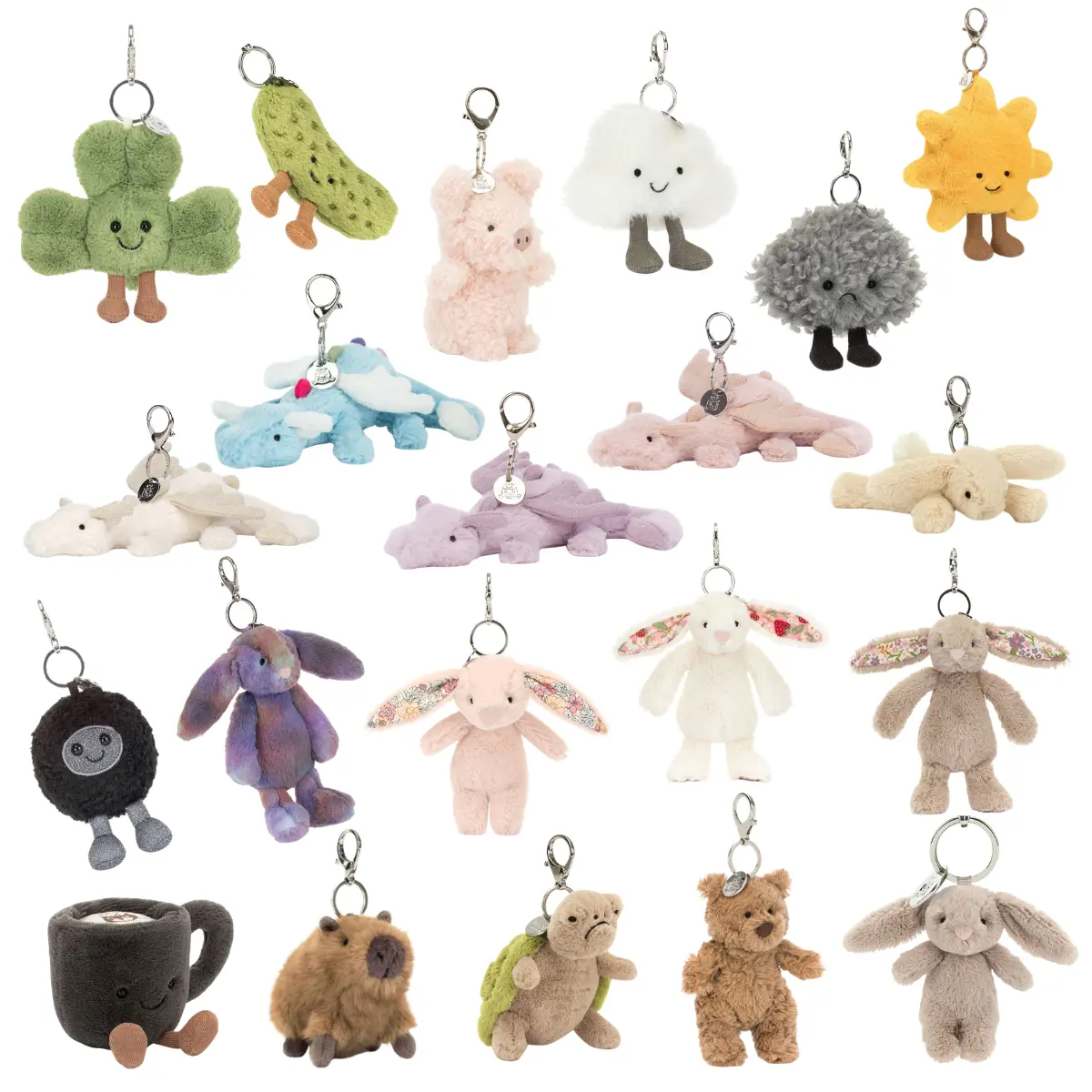 Jellycat Back to School Keychain - Cute Soft Animal or Food Themed Charm, Hanging Accessory for Backpacks, Car Keys