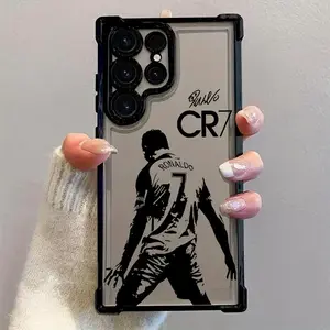 Football Player CR7 Cool Back Logo Design Pattern Phone Case for Samsung Galaxy S25 S24 S23 S22  FE Ultra Plus 4G 5G Anti-Shock Transparent Soft Back Cover