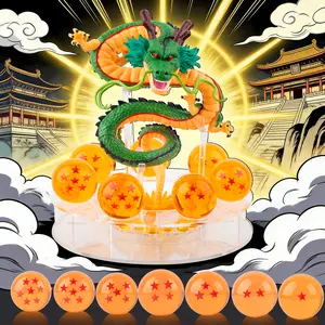 Shenron Figure Set-Dragon Statue with 7 Crystal Balls(38mm),Acrylic Base,Gift Box for Home Decoration Birthday Party Halloween Christmas