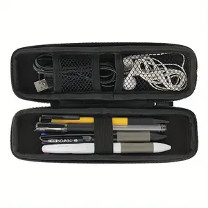 1Pc black pencil holder, pencil case EVA hard case, stylus, earphone bag, stationery kit, cosmetic storage bag, office use