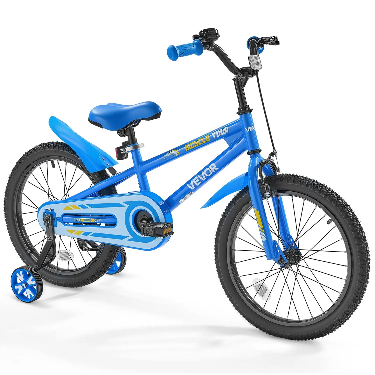 【SummerFinds】VEVOR Kids Bike, 18 Inches BMX Style Children Bicycle, Rider Height 3.61 ft - 4.59 ft, Training Wheels Included, Sturdy and Easy to Assemble, Toddler Bike for Boys & Girls Learning to Ride, Blue
