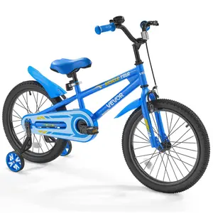 VEVOR Kids Bike, 18 Inches BMX Style Children Bicycle, Rider Height 3.61 ft - 4.59 ft, Training Wheels Included, Sturdy and Easy to Assemble, Toddler Bike for Boys & Girls Learning to Ride, Blue