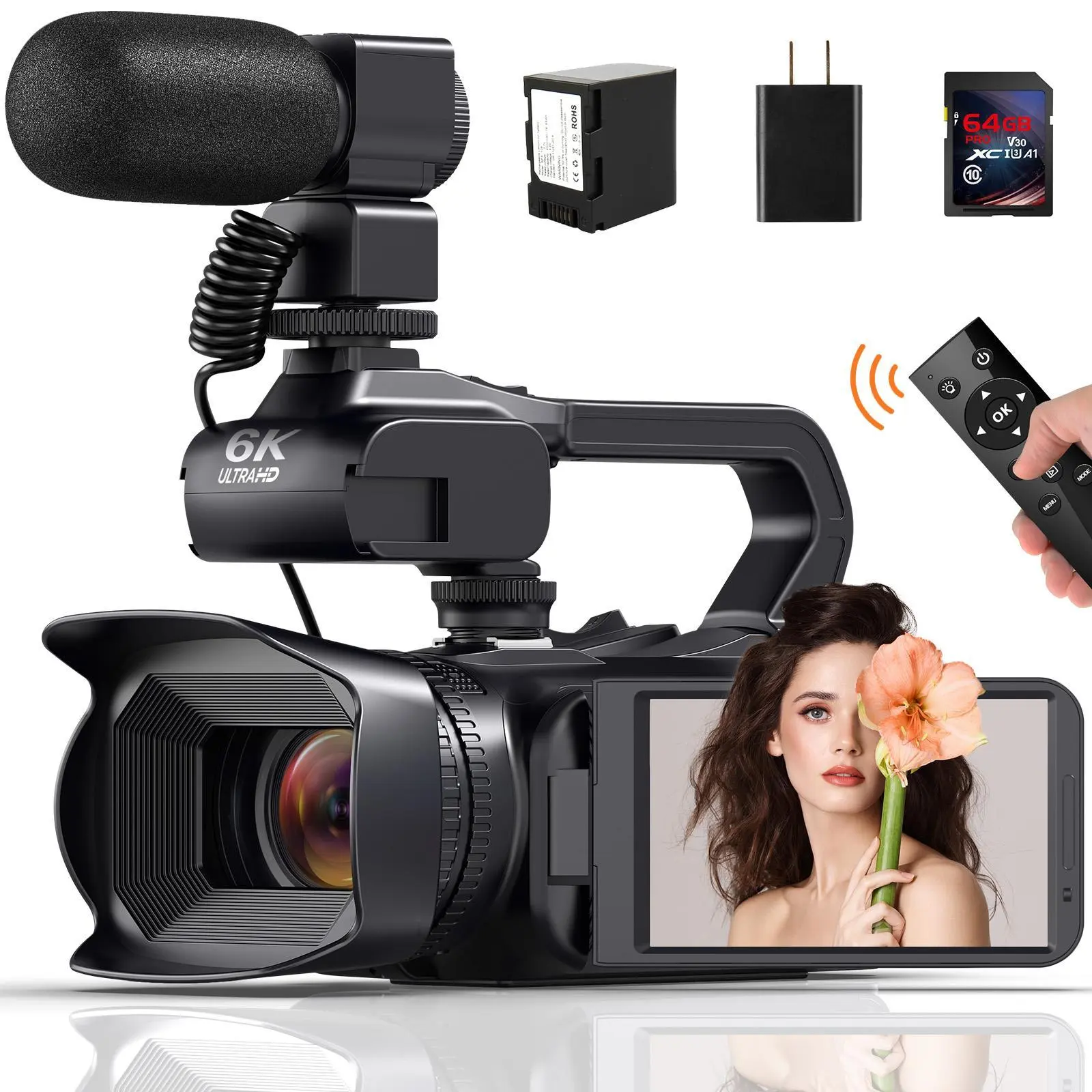 2026 video camera digital zoom come with 4 inch touch screen wireless remote control and 64G memory card apply for outdoorfun Camcorder Crystal for every family party birthday gift