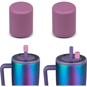 2 Pack  Straw Caps Compatible with BruMate All Era and Resa Tumblers,  Straw Caps Toppers Compatible with Brumate Accessories, Straw Covers Protectors  (Purple)