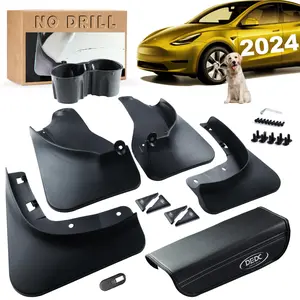 DEDC 11Pcs Tesla Model Y Mud Flaps Splash Guards Accessories 2024/2023/2022/2021/2020/2019(4PCS)[No Drilling][Including Armrest Cover/Webcam Cover/Cup Holder/Anti-Collision Car Door Stickers]