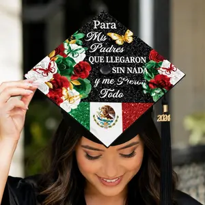 Mexico Graduation Cap Topper Sticker Latino Inspired Cap Topper Card Stock for Mexican Graduation Hat Accessories
