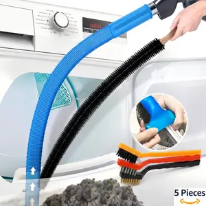 5 Pieces Dryer Vent Cleaner Kit Compatible with Most Vacuum Cleaner,3 Pcs Dryer Lint Brushes, Dryer Lint Brush and Vacuum Hose Attachment with Universal Connector, Quickly Lint Remover