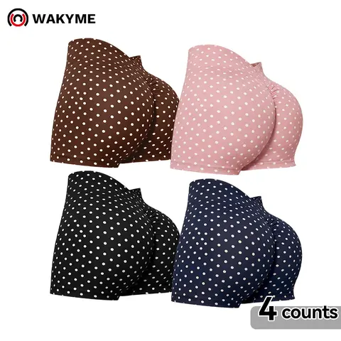 Women's Polka Dot High-Waist Butt-Lifting Yoga V-back Shorts – Tummy Control Seamless Athletic Shorts for Gym, Workout & Summer Activewear