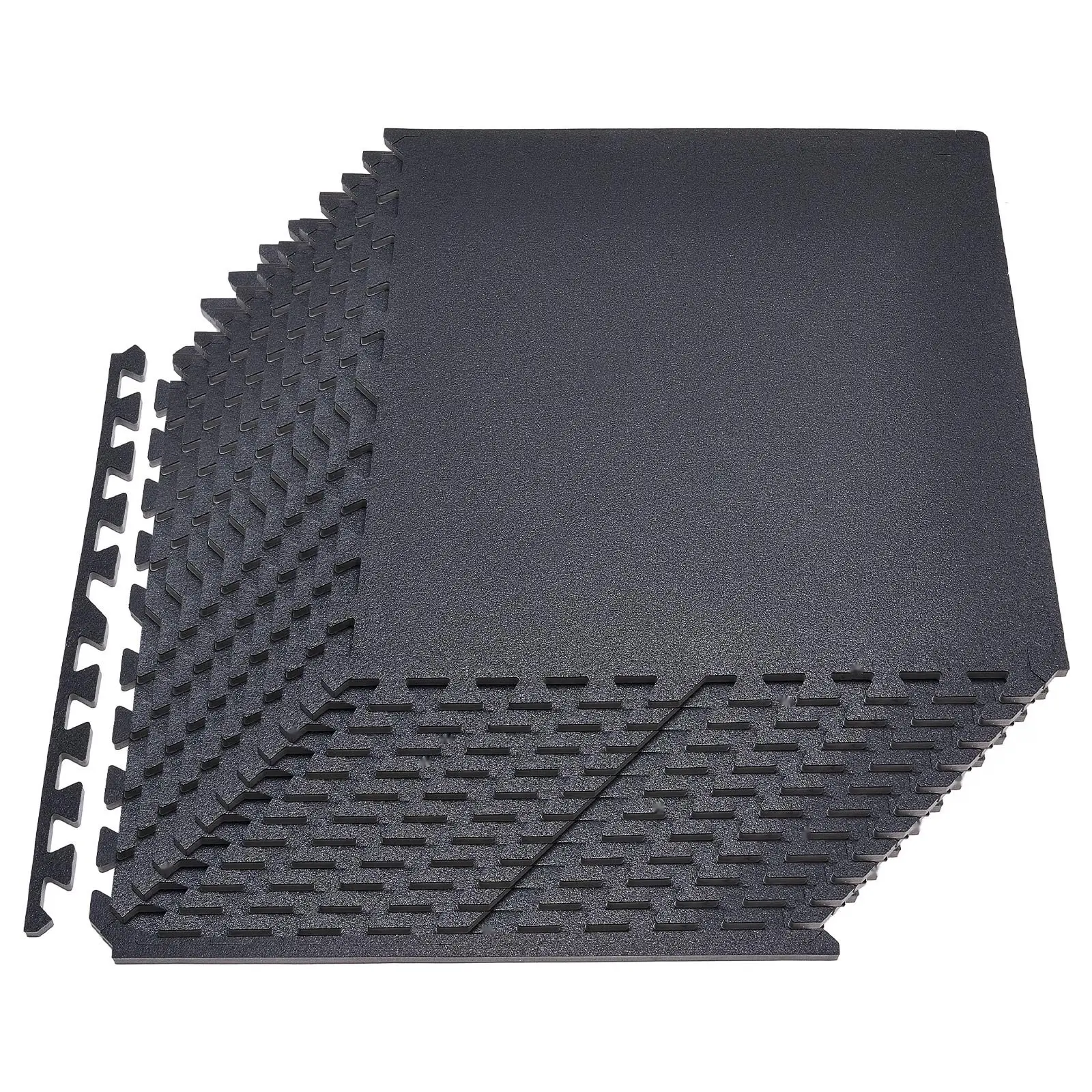 Puzzle Exercise Mat, 24-Piece Interlocking EVA Foam Gym Floor Mats Set, 24 x 24 x 0.56 Inches, High-Density Soft Tiles for Home Gym, Office, and Studio, Protective Floor Padding, Non-Slip, Black