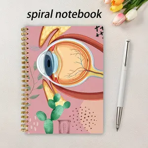 A5 Hard Cover Spiral Notebook, Eye Anatomy Art Cover, Durable Dual Thread Binding, Medical Students Eyecare Professionals, Unique Gift