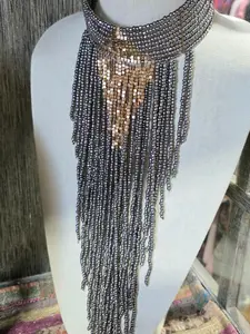 Cascading metal beaded collar necklace!