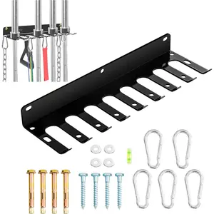 Wall-Mounted Gym Organizer, Resistance Band Storage Rack, Barbell Holder, Dumbbell Storage, Home Gym Accessories Holder