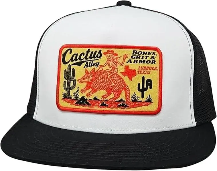 Funny Armadillo Trucker Hat, Vintage Western Mesh Snapback Cap, Cowboy Desert Baseball Hat, Embroidered Outdoor Gift for Men Women