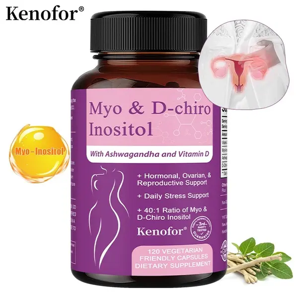 Myo-Inositol D-Chiro Inositol Supplement Hormonal Balance Support 120 Capsules