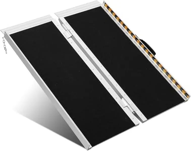 GAOMON 2 Feet Portable Wheelchair Ramp,600LBS Capacity Non-Skid Aluminum Ramps for Home Steps,Seamless Folding Threshold Ramp Wheel Chair Ramp with Handle for Doorway, Threshold,Front Porch, Entry