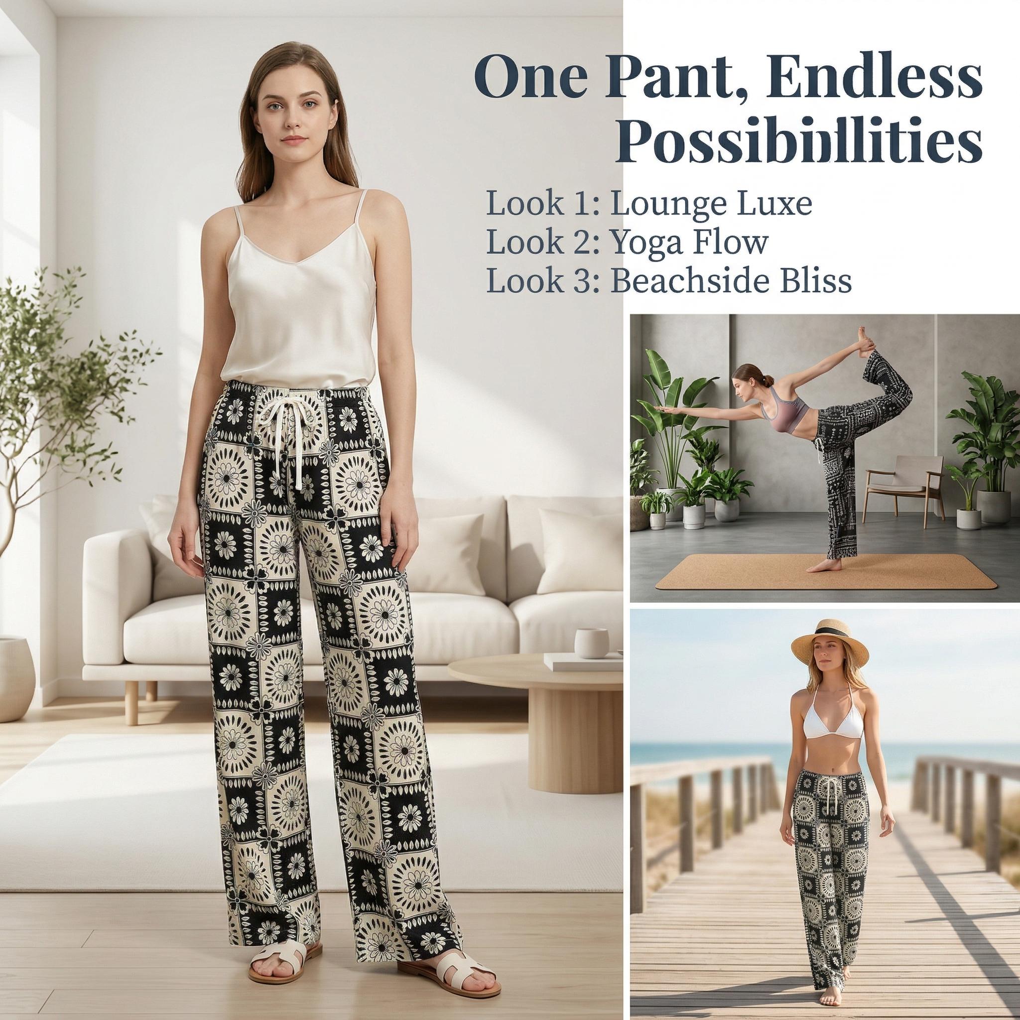 Palette Edition Comfy Loungewear Pants for Women Lightweight Summer Sports Pants Soft Loose Fit Plus Size Slow Running Casual Comfortable Bohemian Style Home Wear - Beach