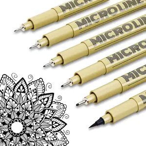 Fineliner Ink Pens, Black  Fine Point Drawing Pens  Archival Ink Multiliner Pens for Artist Illustration, Sketching, Technical Drawing, Zentangle, Scrapbooking (6 Assorted Nib)