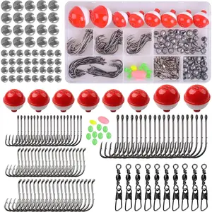 Fishing Tackle Kit 160pcs Basic Bobbers and Hooks Assortment With Octopus Circle Baitholder Hooks Sinker Weights Terminal Tackle Box for Trout Catfish Panfish