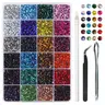 BEADSLAND Round Hotfix Bling Rhinestone Bedazzling Kit - SS10 3 mm, 14400 Grid-Sorted 24 Colors, Ready-Glue Back, Tweezers, Wax Pencil, Scoop, Hot Melt Adhesive for Crafts DIY, Nail Art Supplies