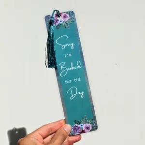 Laminated Bookmark - I'm Booked for the Day Blue Bookmark decorative bookmark