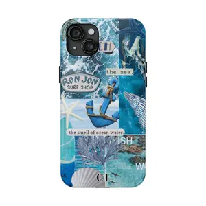 CustomizedTouches Coconut Girl Summer Phone Case Collage, Aesthetic Blue Coastal Summer Phone Case, Ocean Beach Phone Case, iPhone 15 14 13 12 11 Pro Max 8 Accessories Protection