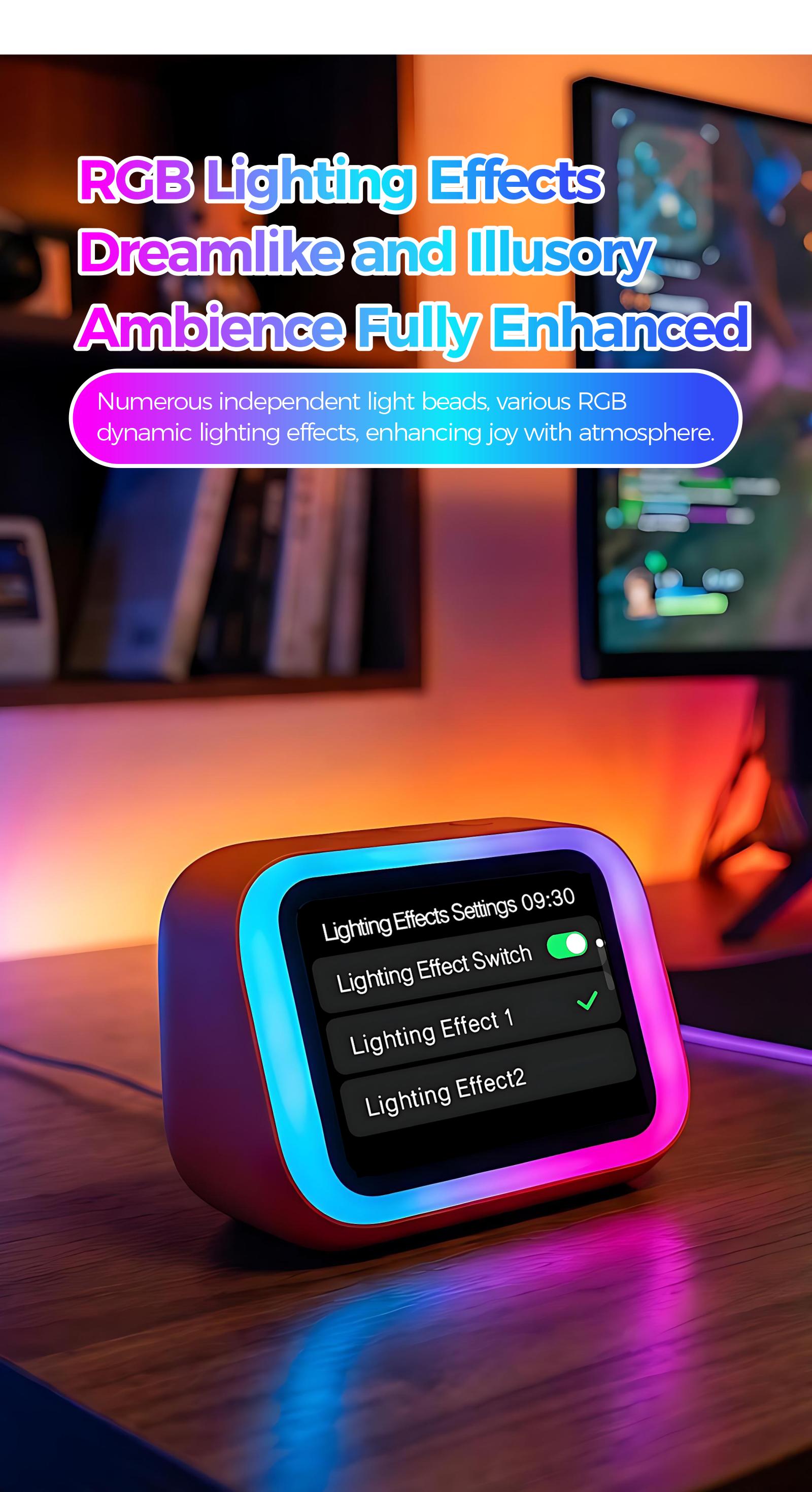 Cute Smart Desktop Screen with RGB Light | AI Voice Assistant, Bluetooth 5.4 & Custom Photo Frame | Perfect Gift for Friends & Family