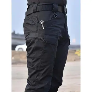 [Durable Comfort] Men's Tactical Cargo Pants, Lightweight Polyester, Multi-Pocket Design for Outdoor and Hiking Activities - Dark Gray, Casual Military Style, Machine Washable, Adventure Clothing |     Sporty Look |     Knitted Construction, Camping Acces