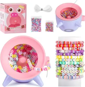 Caydo 2-in-1 Clay and Seed Bead Spinner for Jewelry Making, Electric Bead Spinner, Bracelet Maker Machine, Necklace Making Machine with Bead Needles and Thread for Adult & Craft Lover, Purple