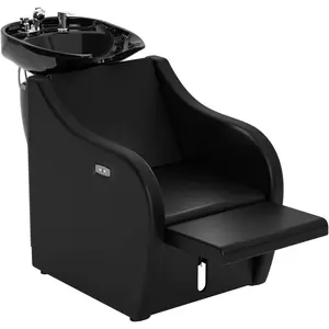 OmySalon Shampoo Bowls for Salon Electric Shampoo Chair with Reclining Legrest & Tilting Porcelain Shampoo Sink, Hair Washing Station Backwash Barber Chair, Shampoo Unit for Beauty Spa Barbershop