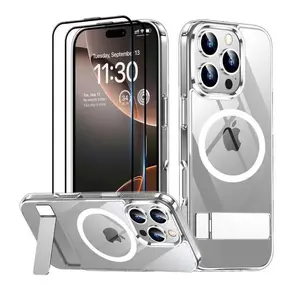 Temdan MagSafe for iPhone 16 Pro/16 Pro Max Invisible Kickstand Accessories Phonecase Smartphone Shockproof Protection Screen Protector Safety Casing Protective Cellphone