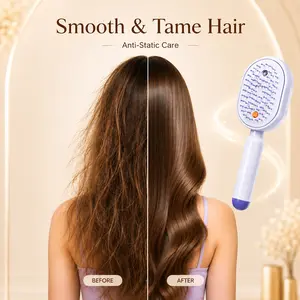 Electric Spray Air Cushion Massage Comb, Self-Cleaning Anti-Tangle Hair Brush with Essential Oil Mist, Anti-Static Volumizing Scalp Massage Comb for Dry Frizzy Hair