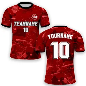 Red Custom Soccer Jersey for Men Women Team - Personalized with Name Logo Number - Sublimated Team Uniform