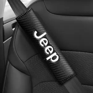 Car Safety Belt Strap Covers, Carbon Fiber Texture Shoulder Pad, Magic Tape Design, Jeep Car Modification Hot Accessories