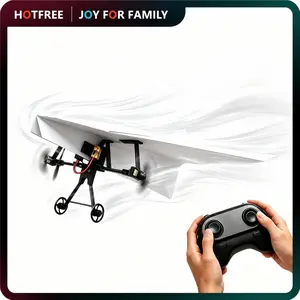 Hotfree Power-Up RC Paper Airplane Kit with Gyro Stabilizer – DIY Electric Remote Control Plane with Dual Propellers, Lightweight Foldable Flying STEM Toy for Kids & Adults, Perfect Birthday Gift