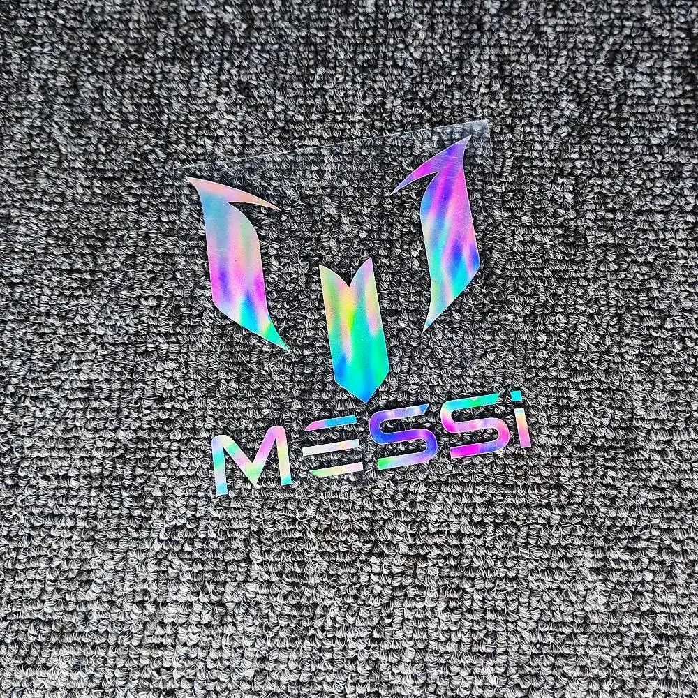Car Stickers Messi Logo Argentina Football Laser Holographic Reflective Decals For Fuel Tank Cap Window Motorcycles Ipad Laptop