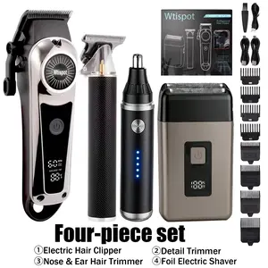 Valentine’s Day Professional Men’s Grooming Kit, Hair Clippers for Men, Cordless Rechargeable Hair Nose Trimmer & Beard Trimmer Set, Multi-Functional Electric Razor Shaver Barber Hair Cutting Kit with LED Display, for Home, Salon & Barbershop