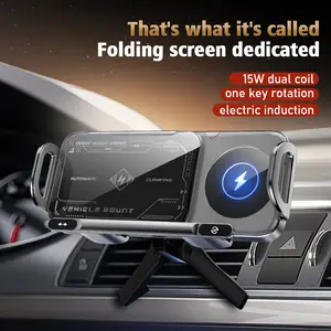 15W Wireless Car Charger Mount 90°&Car Charger Holder Rotatable Auto-Clamp Phone Holder Stable Air Vent & Dashboard 2-in-1 Car Mount for iPhone Samsung Google Pixel foldable screen Pixel