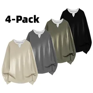 4-piece men's hoodie casual sport long-sleeve fashionable top sport fitness T-shirt running comfortable warm all-season high quality Menswear Sweatshirts Pullover Wetsuit